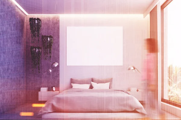 Gray and concrete bedroom, poster toned — Stock Photo, Image