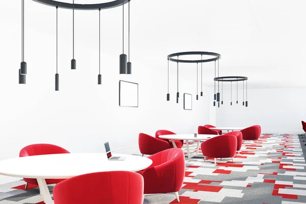 Red and gray cafe interior