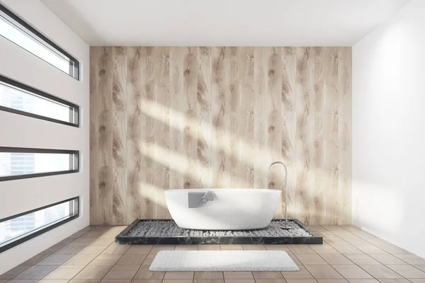 Bagno in legno con vasca — Foto Stock