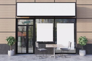 Bej Cafe dış iki posterler ile ön