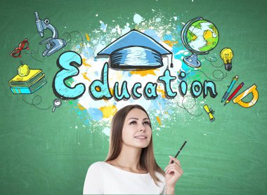 Genç öğretmen, eğitim kroki ilham