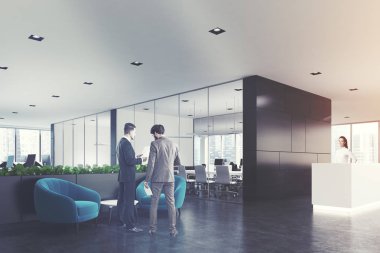 Koltuk bekleme yeri ve Resepsiyon, erkekler mavi