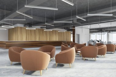 Bej koltuk bekleyen alan, Resepsiyon, yan