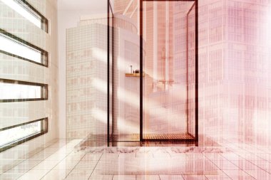 Beyaz ve tonda mermer duş