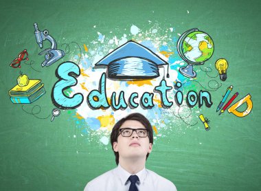 Genç adam gözlüklü, eğitim kroki