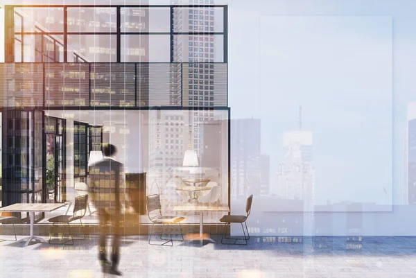 Kafe dış büyük bir poster ile beyaz