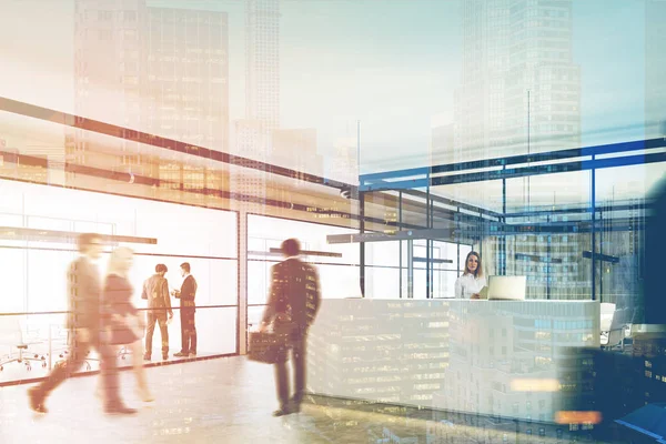 Tahta ve cam ofis, Resepsiyon, çift, yan