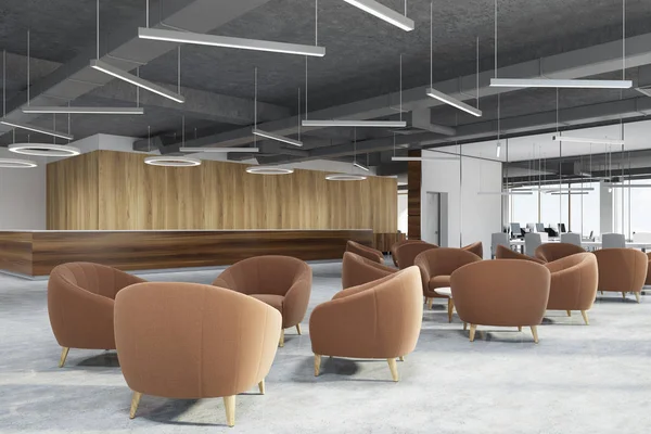 Bej koltuk bekleyen alan, Resepsiyon, yan