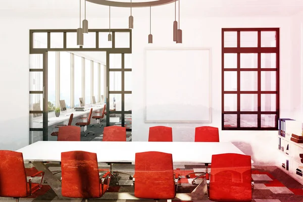 Sala de conferencias blanca y roja, primer plano tonificado —  Fotos de Stock