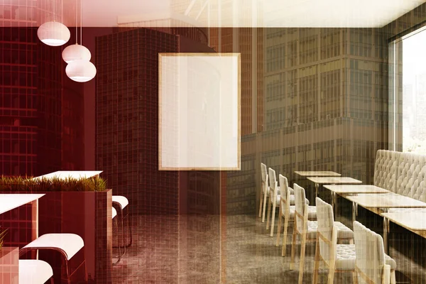 Çim ve poster tonda gri kafe