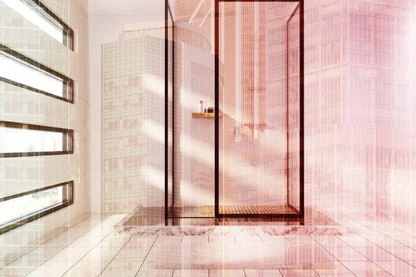 Beyaz ve tonda mermer duş