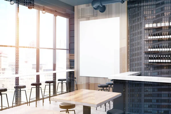 Bir poster tarafı olan gri ve ahşap çubuk tonda