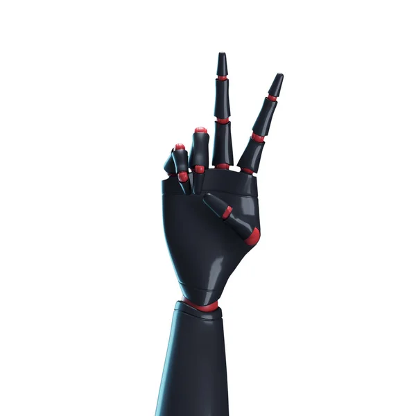 Черная рука робота, белый фон — стоковое фото