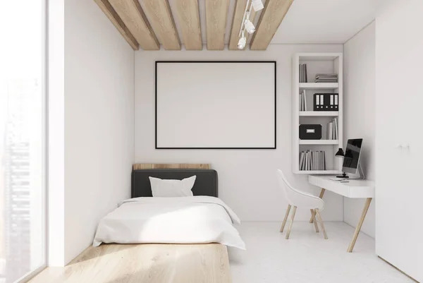 Białe ściany sypialni i biur, przód — Zdjęcie stockowe
