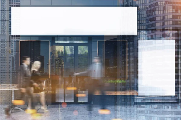 Gri kafe dış dört poster, insanlar ile tonda