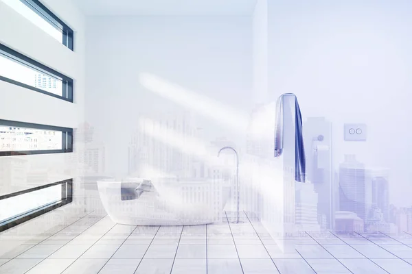 White luxury bathroom interior, toned — Stock Photo, Image