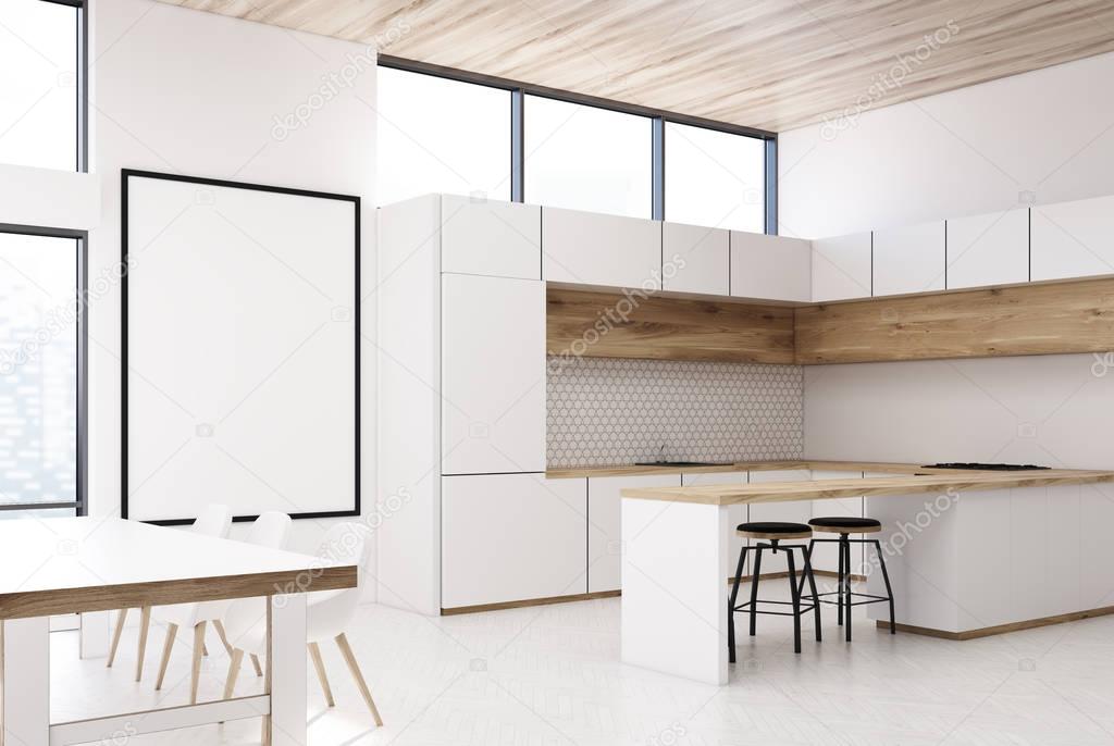 White and wooden kitchen, side
