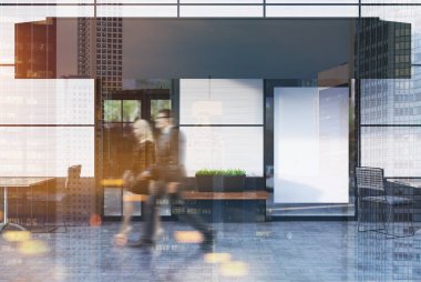 Beyaz Cafe dış boş poster, insanlar ile