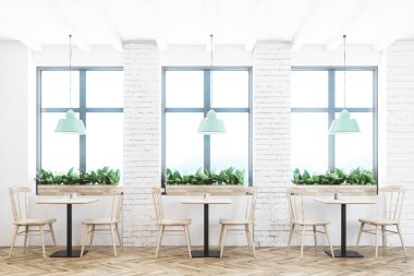 Tuğla Cafe ahşap sandalye ile