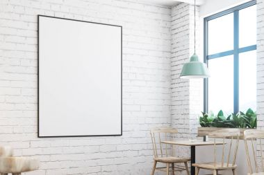 Beyaz rick kafe bir posteri ile yakın çekim