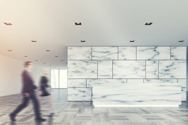 Mermer ve cam Resepsiyon lobi, insanlar