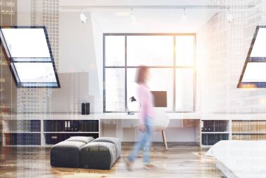 Çift yatak odası ve ev ofis, kadın