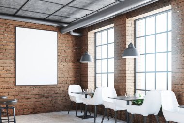 Tuğla kafe, bar ve poster, köşe