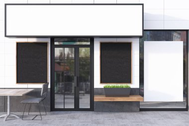 Beyaz Cafe dış dört poster ile