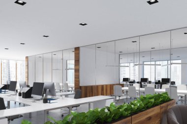 Beyaz ve ahşap ofis ve Toplantı Salonu açın