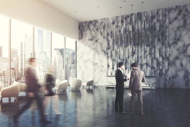 Mermer Resepsiyon sayaç, ofis, yan, insanlar