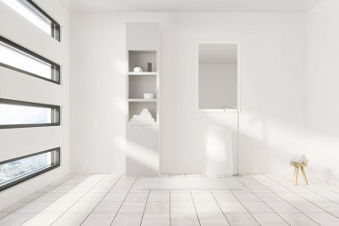 Beyaz banyo lavabo ve bir ayna