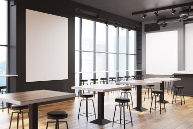 Bir poster tarafı ile gri ve tuğla bar