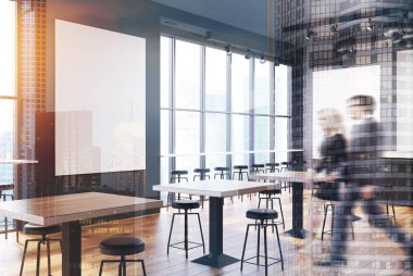 Gri ve tuğla bar tonda bir poster tarafı