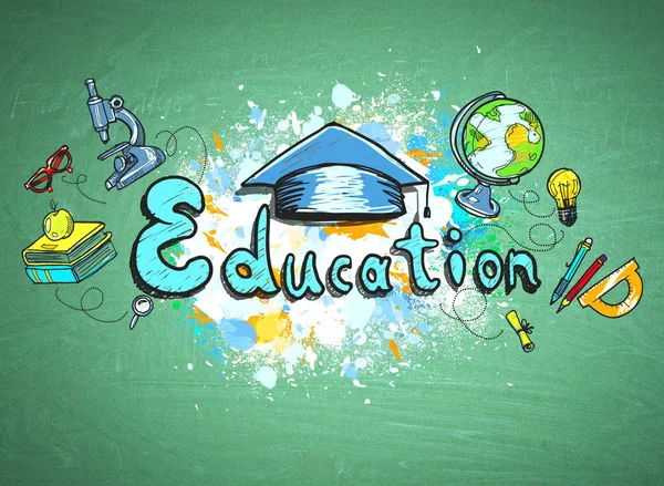 Colorful education sketch on blackboard — Stock Photo, Image