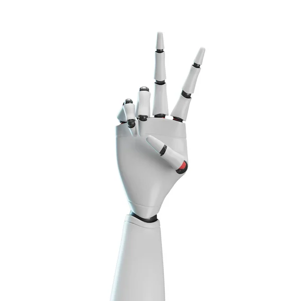 Hvit robot hånd, hvit bakgrunn – stockfoto