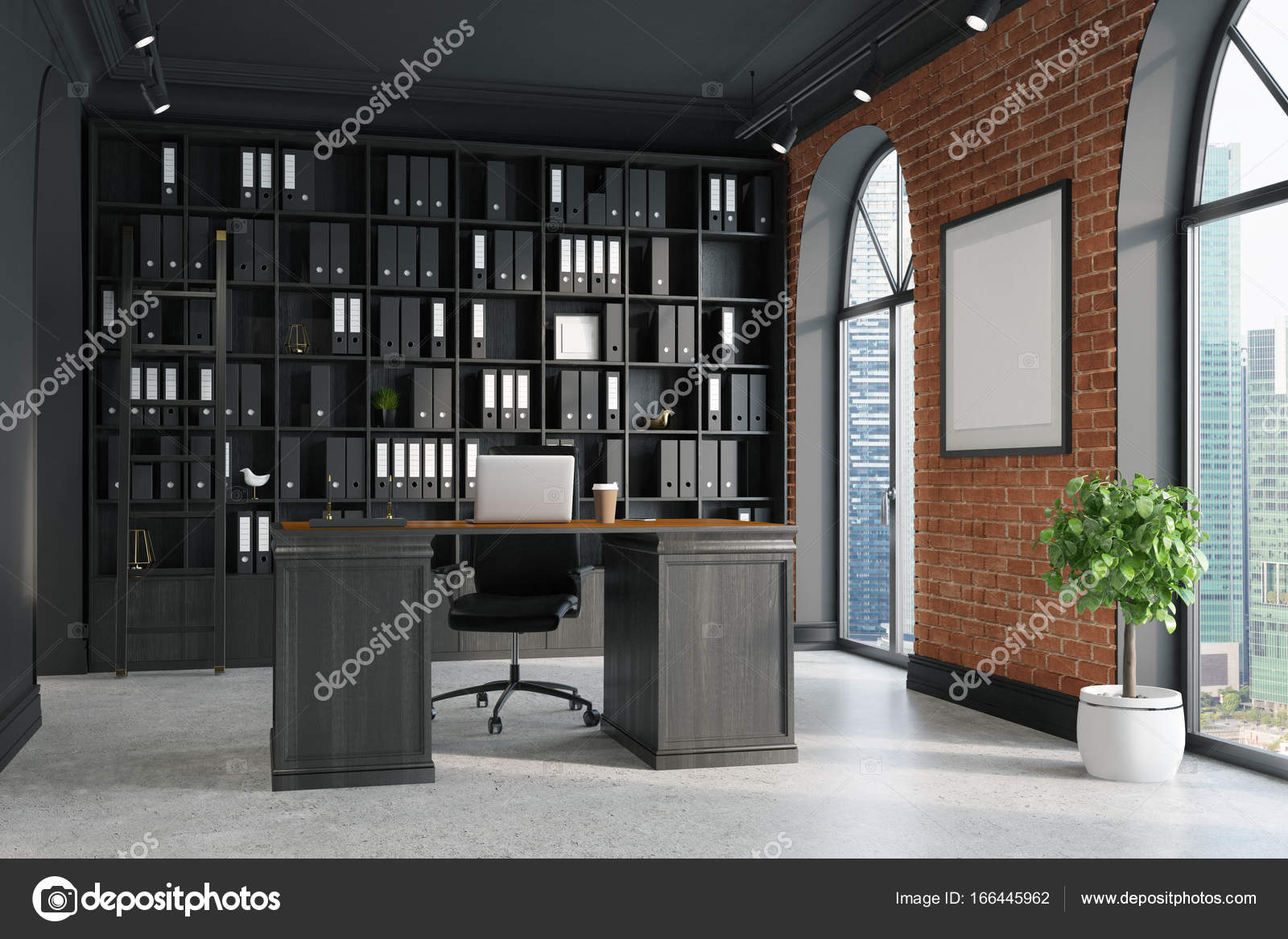 CEO bureau, boekenkast en tabel — Stockfoto © denisismagilov #166445962