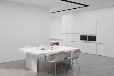 Beyaz mutfak bir tabloya, köşe