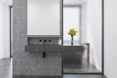 Beton banyo, gri lavabo, poster