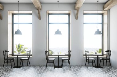 Beyaz Cafe iç siyah tablolar
