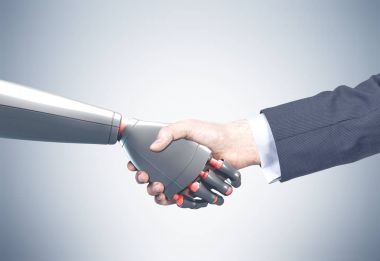 İnsan ve robot el sıkışma