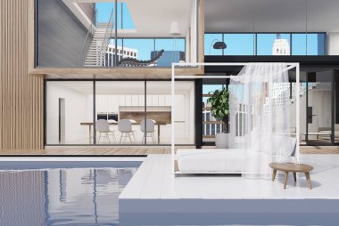 Yüzme havuzlu, yatak büyük ev