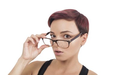 İzole gözlüklerimi çıkardım alarak sürpriz kadın