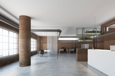 Tuğla ofis bir resepsiyon ve sütunlar