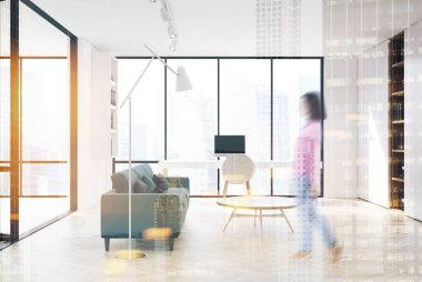 Beyaz salon, ev ofis, yan, Çift