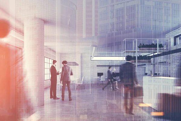 Office ile birlikte bir Resepsiyon, insanlar, çift tuğla