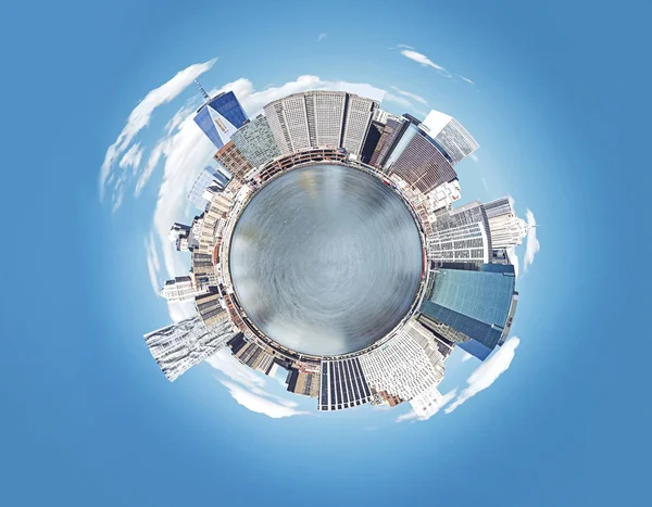 Fisheye stadsgezicht panorama, blauw — Stockfoto