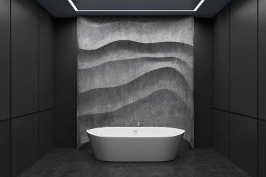 Beyaz Siyah ve beton banyo küvet