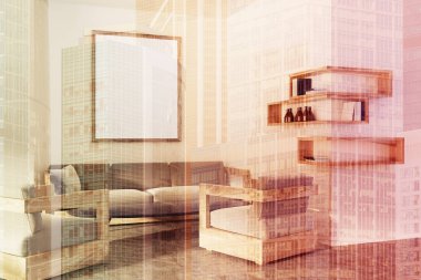 Beyaz oturma odası, kanepe, tonda poster