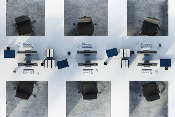 Tavolo bianco cubicoli ufficio, vista dall'alto — Foto Stock