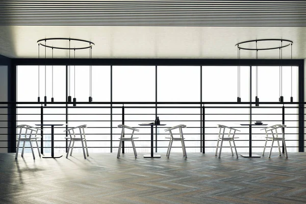 Loft café mesas negras, sillas blancas — Foto de Stock